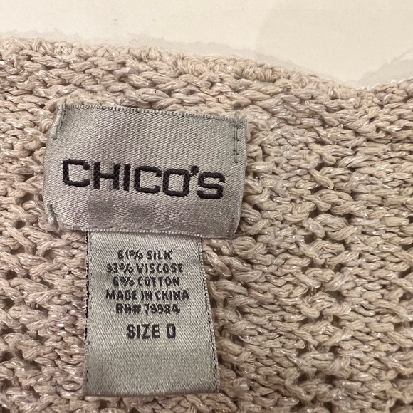 Chico’s Sweater Size Small silk blend two button open bottom cardigan Ivory - Picture 10 of 11
